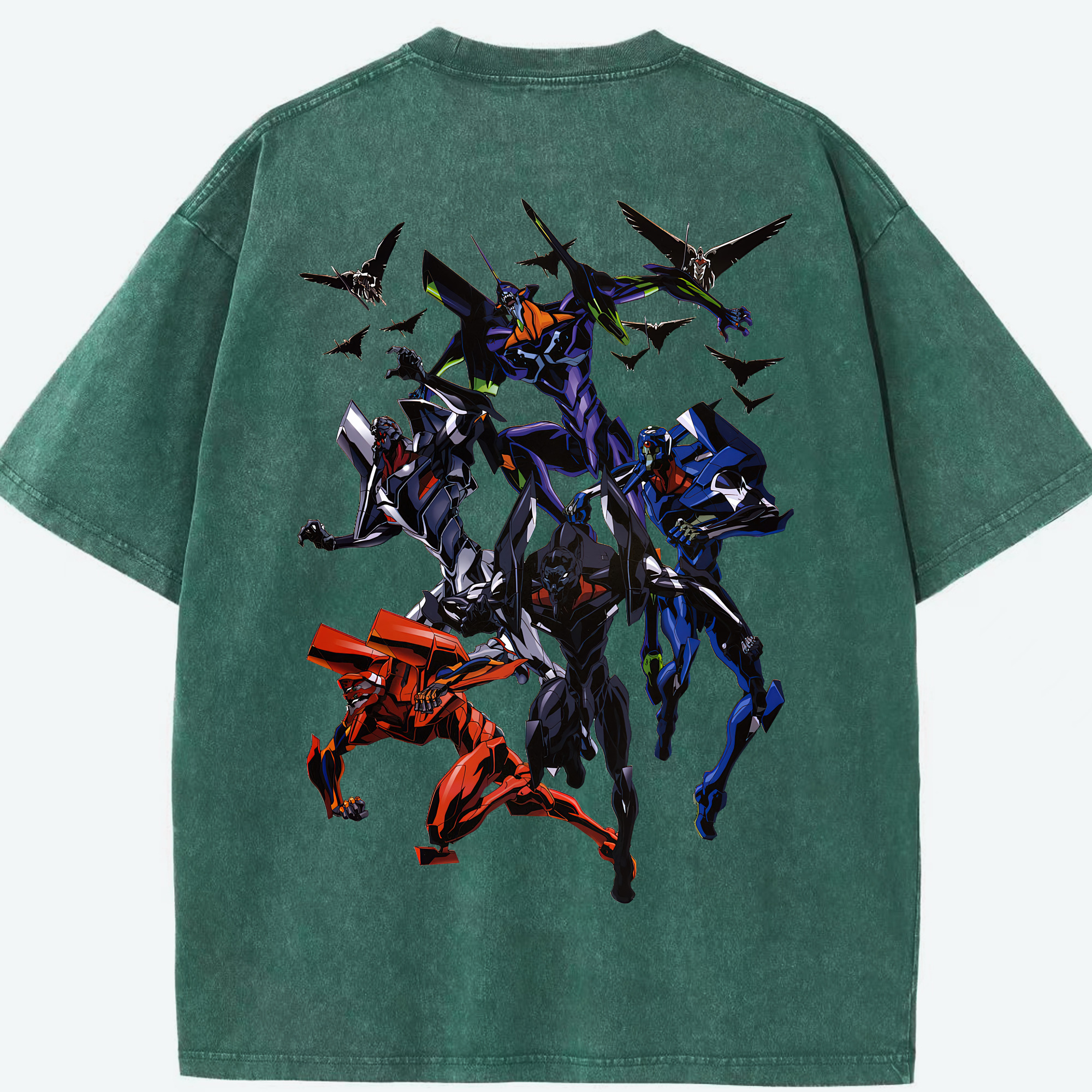 （画像用） EVA 新世紀エヴァンゲリオン 綿100% ヴィンテージ風 半袖Tシャツ（背面プリント）